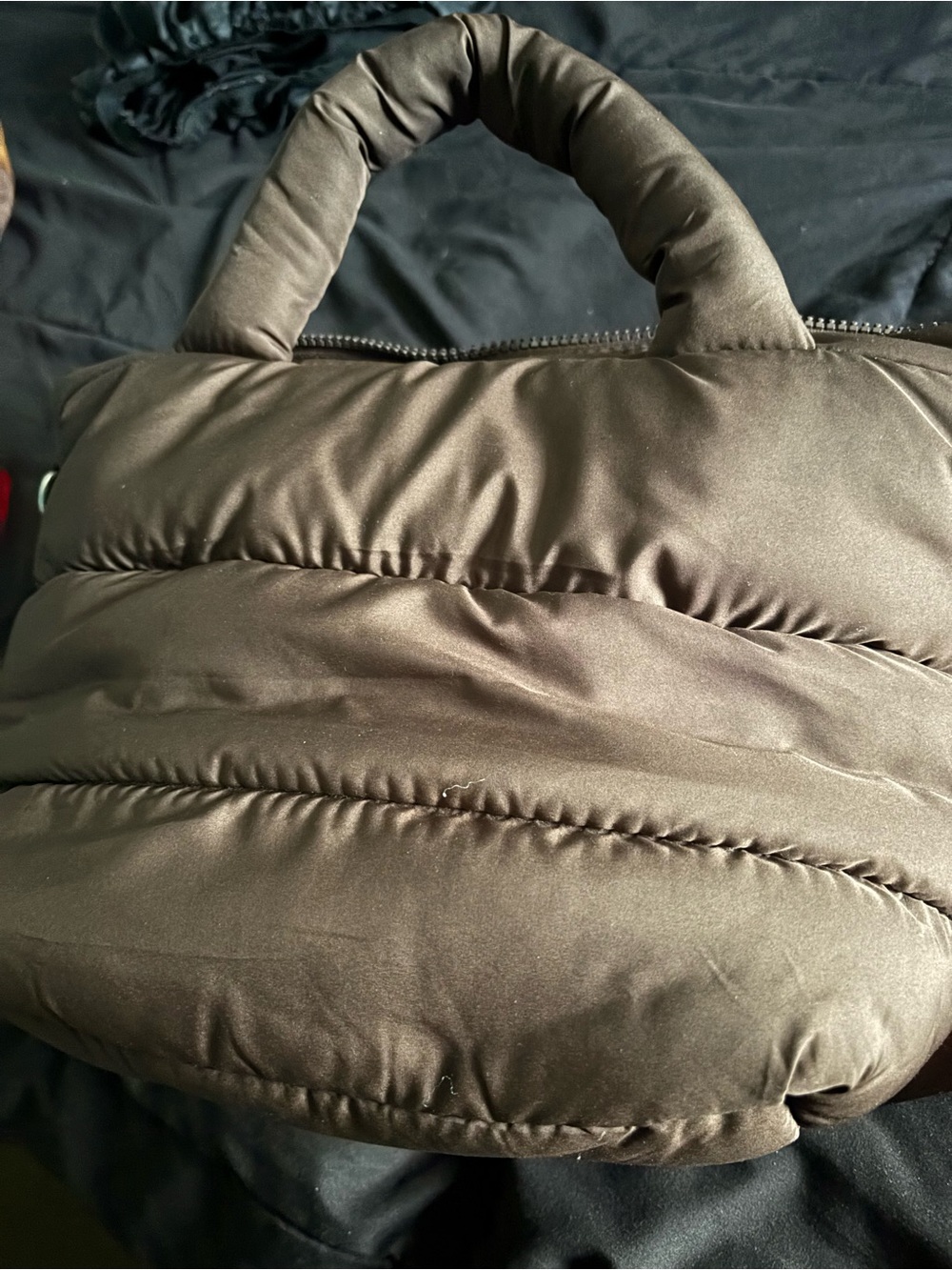 Wilo Brown Puffer Tote Bag - Women's Everyday Tote - Picture 2 of 3